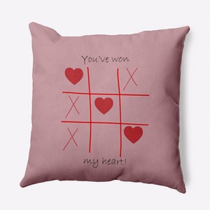 16"x16" Valentine's Day You've Won My Heart Square Throw Pillow Romantic Purple - e by design - 1 of 4