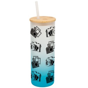 Elanze Designs Vintage Polaroid Cameras Photography Wrap-Around Design 25 Ounce Frosted Gradient Glass On-The-Go Coffee Travel Skinny Tumbler Mug Cup, - 1 of 1
