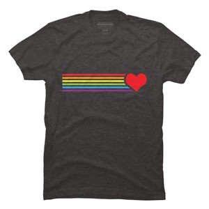 Design By Humans Pride Racing Stripe Heart By Belugastore T-Shirt - Charcoal Heather - 4X Large - 1 of 2