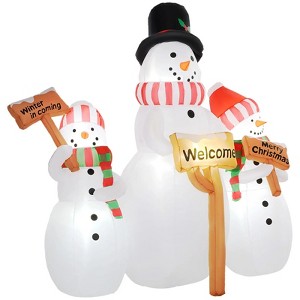 SEVOBAL Inflatable Holiday Decorations 6.1' Blow-Up Outdoor Christmas Display Inflatable Three Snowmen Christmas Decor, Red, 78.7"*33.5"*72.8" - 1 of 4