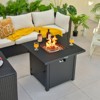 Tangkula 32 Inch Patio Propane Gas Fire Table 50,000 BTU Square Fire Pit Table w/ Clear Glass Rocks & PVC Protective Cover - 3 of 4
