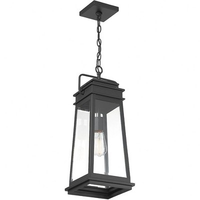 Matte Black Outdoor Hanging Lantern with Clear Glass