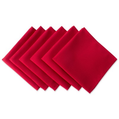 Design Imports  Solid Cotton Napkin Set 6 Piece, Red, 18X18"