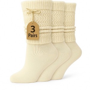 Women’s Lightweight Cotton Slouch Socks Over-the-Calf Knee-High Scrunch Socks 3 Pairs Shoe Size 5-10 - 1 of 3