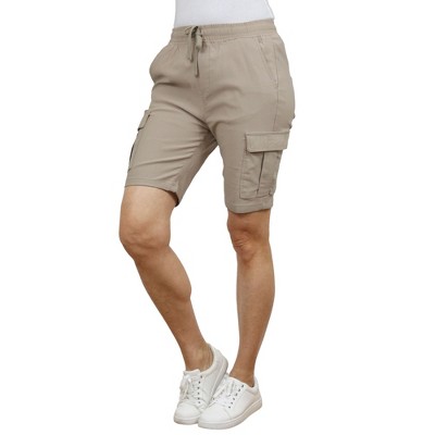 Galaxy By Harvic Women's Loose Fit Super Flex Stretch Cargo Jogger Shorts