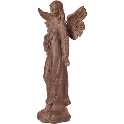 Large Rust Finish Resin Tudor Garden Angel Statue