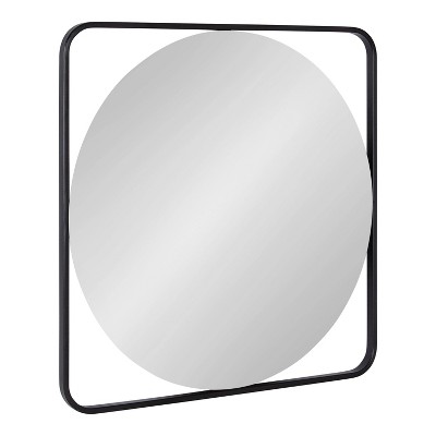 24" x 24" Nobles Radius Corner Framed Decorative Wall Mirror Black - Kate & Laurel All Things Decor