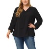 Agnes Orinda Women's Plus Size Office Fashion Long Sleeves Ribbon Front Chiffon Blouses - 2 of 4