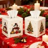 2-Pack Christmas Tissue Box Covers, PU Leather Square Napkin Holders with Snowman Tree for Holiday Decor - 4 of 4
