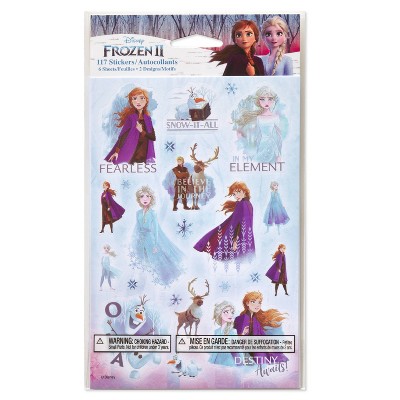 Frozen 2 117ct Stickers: Disney Princess & Snowflake Reusable Stickers, Elsa & Anna, Christmas Theme, All Ages