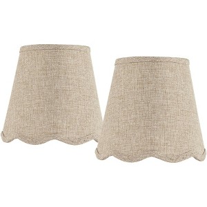 Springcrest Set of 2 Scalloped Empire Lamp Shades Fawn Small 4" Top x 6" Bottom x 5.5" High Candle Clip Harp and Finial Fitting - 1 of 4