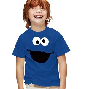 Boys' Short Sleeve Sesame Street Cookie Monster Face T-Shirt - 1 of 4