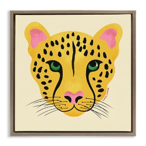 Stupell Industries Modern Wild Cheetah Face Black Framed Floater Canvas Wall Art - 1 of 4