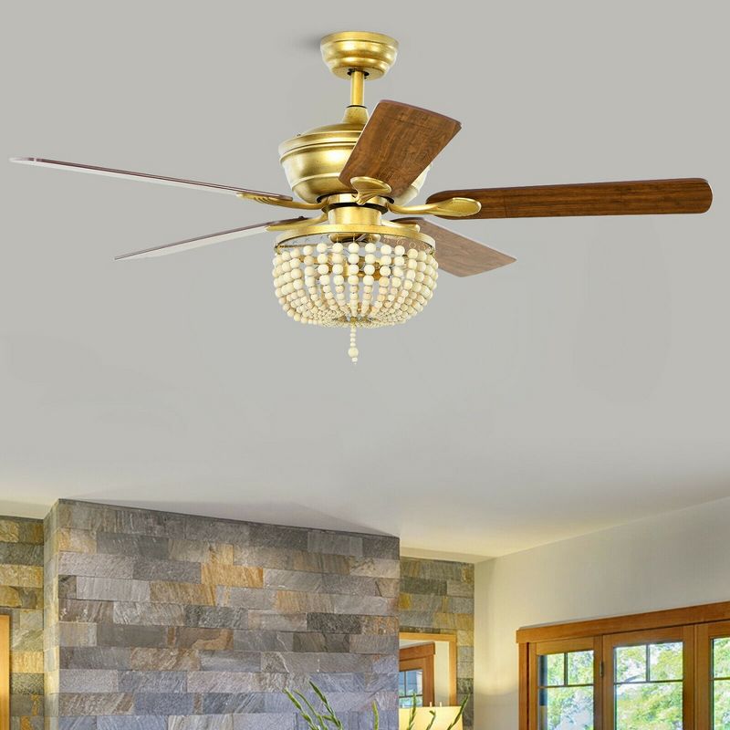 Costway 52'' Retro Ceiling Fan Light w/ Reversible Blades Remote Control, 4 of 11