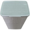 YBM Home Plastic Rattan Laundry Hamper Basket with Hinged Lid - 2 of 3