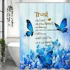 Paaaawaters 1pc Vibrant Blue Butterflies & Flowers Patterned Polyester Shower Curtain - Waterproof - 3 of 4