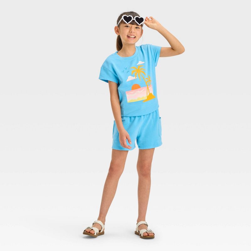 Girls&#39; Short Sleeve Icons French Terry Washed Top - Cat &#38; Jack&#8482;, 3 of 4