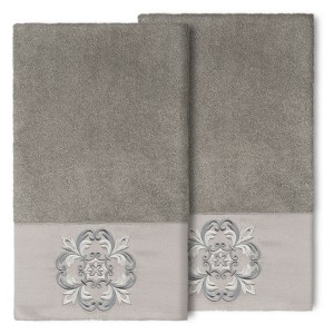 Linum Home Textiles 100% Turkish Cotton ALYSSA Embellished Towel Set - 1 of 2