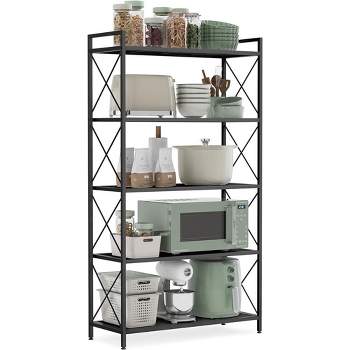SONGMICS 5-Tier Storage Shelf Shelving Unit and Storage Kitchen Storage Garage Storage Metal Shelf for Entryway Kitchen Living Room Black