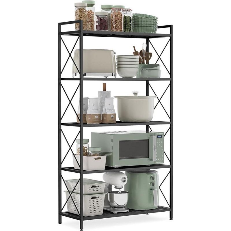 SONGMICS 5-Tier Storage Shelf Shelving Unit and Storage Kitchen Storage Garage Storage Metal Shelf for Entryway Kitchen Living Room Black, 1 of 9