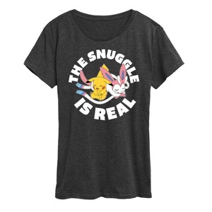 Women's - Pokémon - The Snuggle Is Real Pikachu and Sylveon Short Sleeve Graphic T-Shirt - 1 of 4