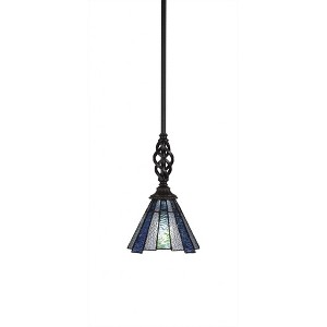 Toltec Lighting Elegante 1 - Light Pendant in  Dark Granite with 7" Sea Ice Art Glass Shade - 1 of 1