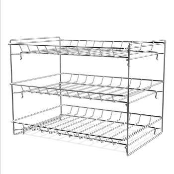 Hastings Home 3-Tier Can Dispenser Organizer Rack - Storage Accessory for Kitchen Pantry, Countertops, and Cabinets - Chrome
