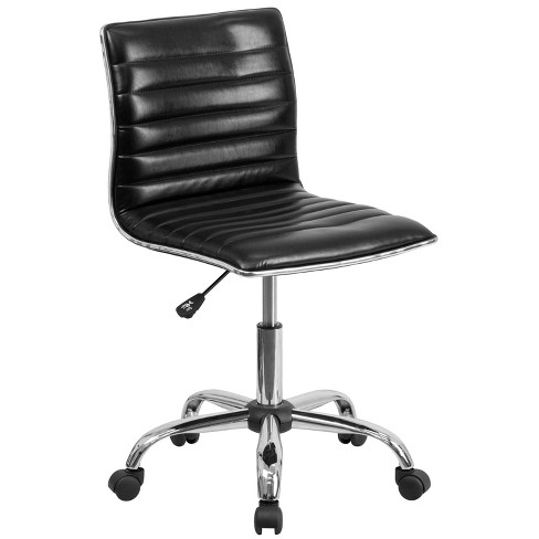 Emma and Oliver Mid-Back White LeatherSoft Ribbed Executive Swivel Office  Chair - Desk Chair