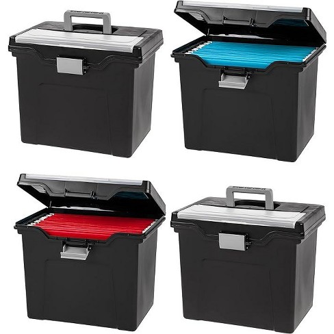 IRIS USA Medium Portable Desktop File Box with Open Lid, 6 Pack, Side  Handles, Hanging File Folders, Tabs & Inserts, Letter Size, Magazines