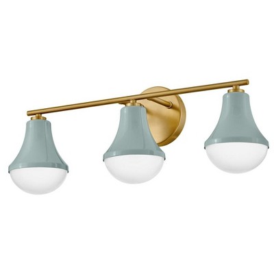 Seafoam Lacquered Brass 3-Light Vanity with Opal Glass Shades