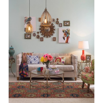 35.5" Gold Sunburst Round Wood Wall Mirror