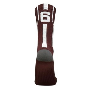 Mk Socks Player ID Jersey Number SINGLE Crew Sock - Maroon, White - 1 of 1