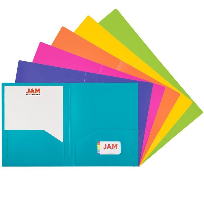 JAM 6pk 2 Pocket Heavy Duty Plastic Folders - Fashion Colors, 4 of 10