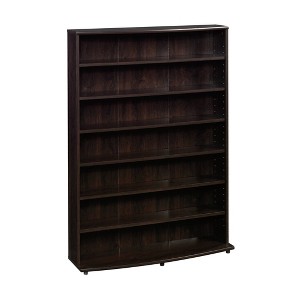 Multimedia Storage Tower Cinnamon Cherry - Sauder: 7-Shelf Media Organizer, Adjustable, Holds 426 CDs/280 DVDs - 1 of 4