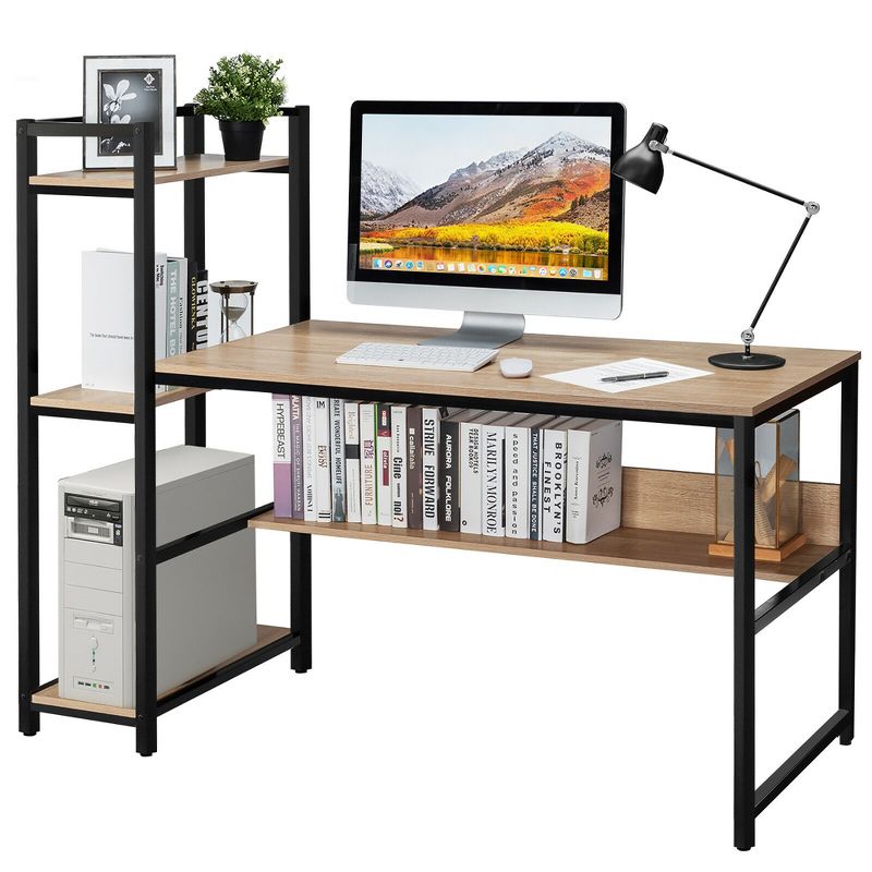 Costway Multi-Functional Computer Desk with 4-tier Storage shelves, 1 of 14