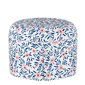 Skyline Furniture Jenny Round Skirted Ottoman: Cushioned, Upholstered, Wood Frame, Floral Design - 1 of 4