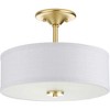 Progress Lighting, Inspire Collection, 2-Light Semi-Flush Mount, Satin Brass, Summer Linen Shade - 3 of 4