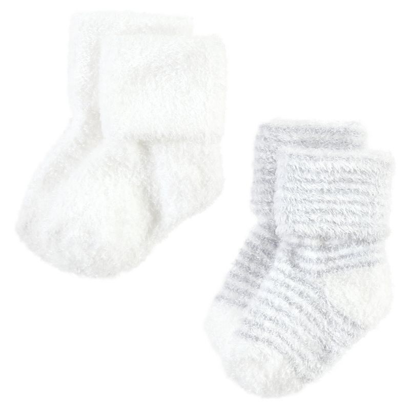 Hudson Baby Cozy Chenille Newborn and Terry Socks, Gray Stripe 8 Pack, 5 of 7