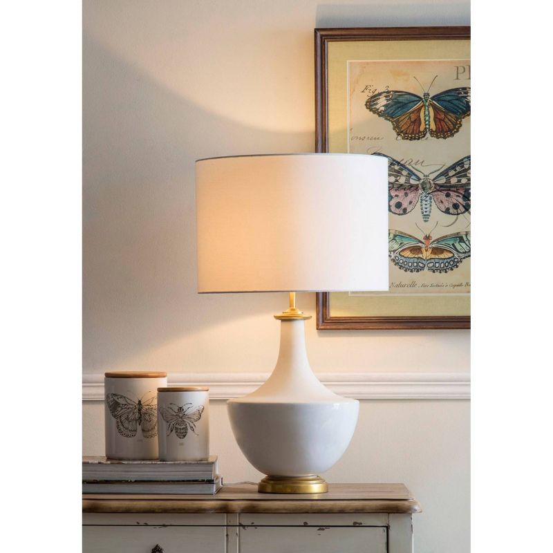 Ceramic Table Lamp with Linen Shade Cream - Storied Home, 6 of 14