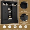 ORRD 78.7" Hall Tree with Bench - 5 Cubbies, 4 Doors & 5 Drawers, Entryway Storage Cabinet（Black） - 3 of 4