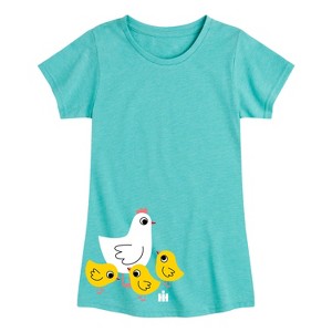 Girls' - Case IH - Mom And Baby Chickens Fitted Short Sleeve Graphic T-Shirt - 1 of 3