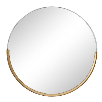 30" x 30"Round Wall Mirror with Metal Framed Base Gold - Olivia & May