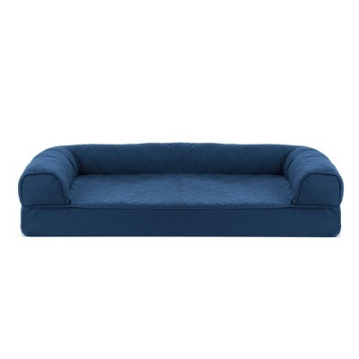 Medium Navy Orthopedic Quilted Foam Pet Sofa Bed