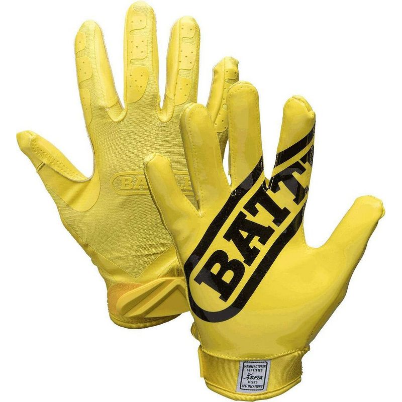 Battle Sports Youth DoubleThreat Football Gloves - Yellow/Yellow, 1 of 3