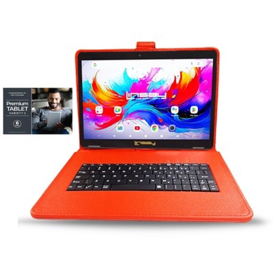 LINSAY 10.1"Octa Core  256GB Storage Android 15 Tablet with Red Style Keyboard Premium TABLET Variety 2 SIX ( 6 ) Offers INCLUDING : OfficeSuite