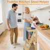 TinyHomie Foldable Toddler Kitchen Tower, 3 Adjustable Height Wooden Learning Stool, Standing Tower with Safety Net for Kitchen Bathroom - 3 of 4