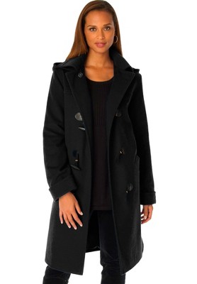 Jessica London Women's Plus Size Hooded Toggle Wool Coat