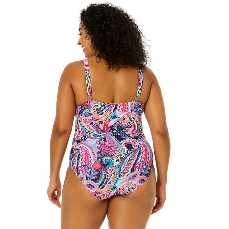 Anne Cole Plus Women's Plus Paisley Parade V-Wire One Piece Swimsuit, 2 of 5