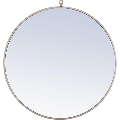 Elegant Lighting Metal frame Round Mirror with decorative hook 32 inch Silver finish