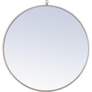 Elegant Lighting Metal frame Round Mirror with decorative hook 32 inch Silver finish - 1 of 4